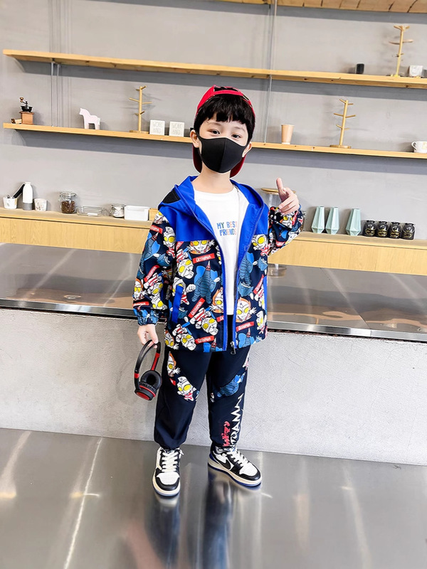 男童奥特曼连帽眼镜冲锋衣套装春秋新款儿童运动防风保暖轻便耐造|undefined