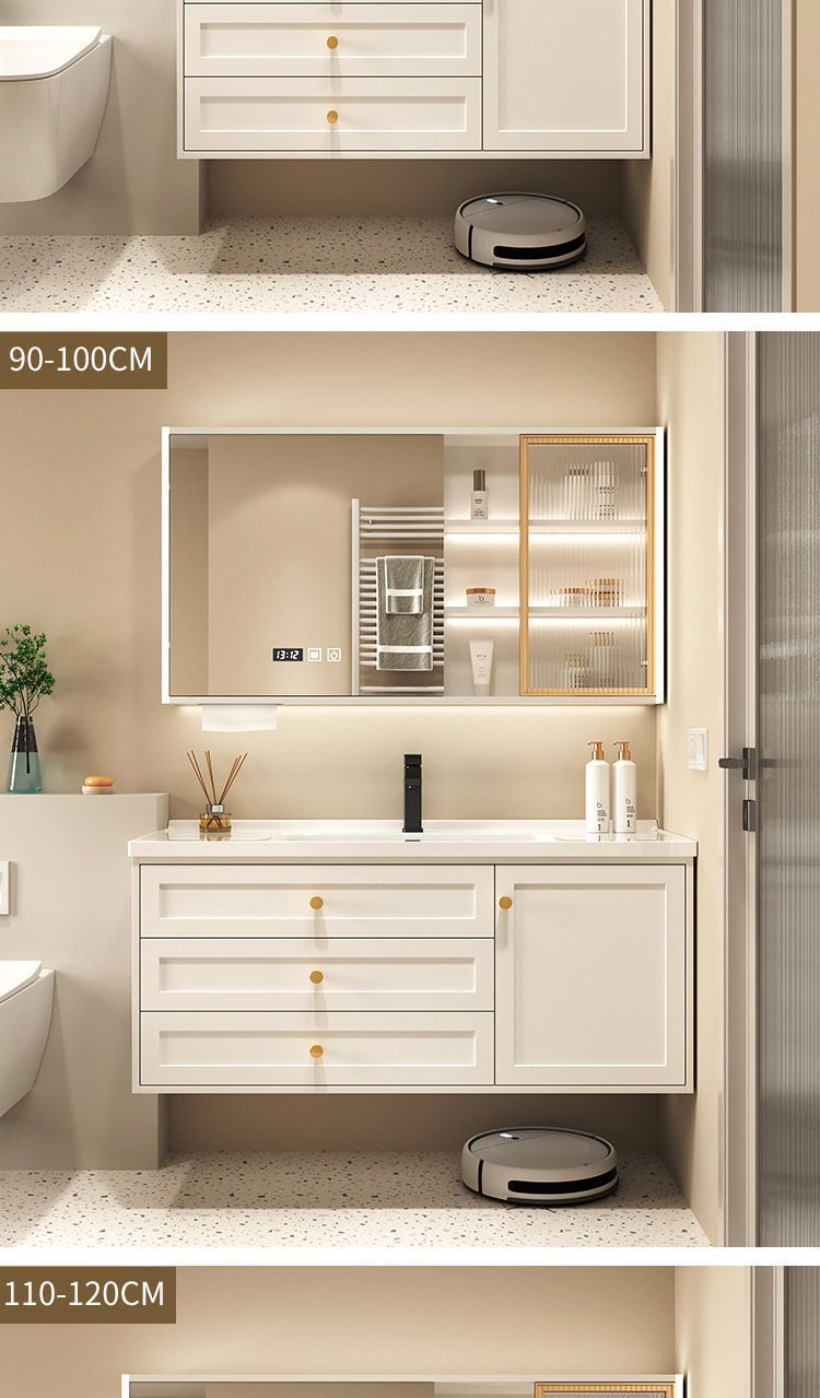 French-style solid wood bathroom cabinet combination, wall-mounted integrated basin for the bathroom, hand washing basin, washbasin, washbasin, and smart mirror cabinet undefined