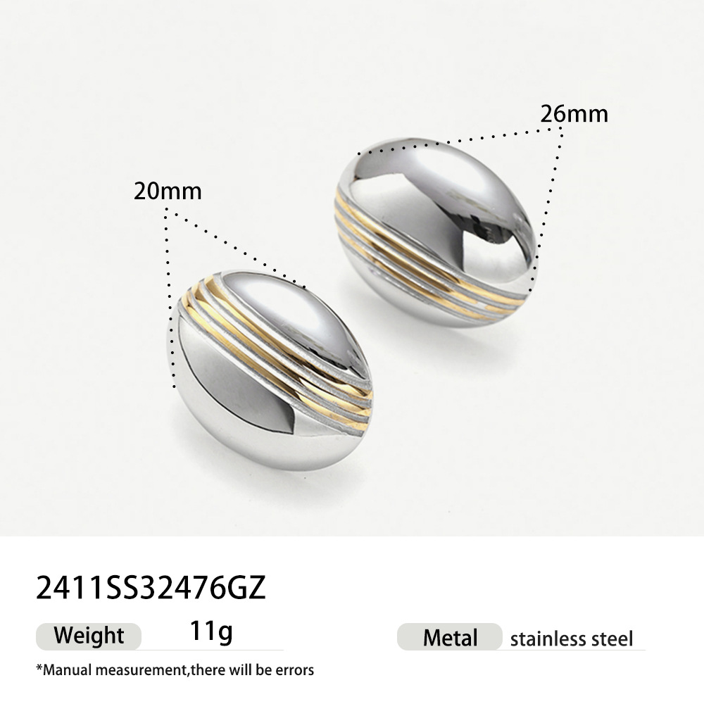 Tina Europa y América personalidad transfronteriza bicolor geometría redonda de 18k aretes de acero inoxidable de alta calidad pernos de orejas minimalistas para mujeres