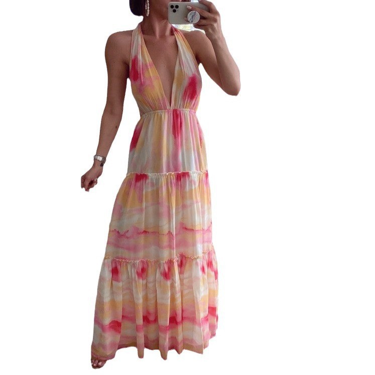Women's Swing Dress Vacation V Neck Printing Sleeveless Floral Maxi Long Dress Holiday Daily display picture 12