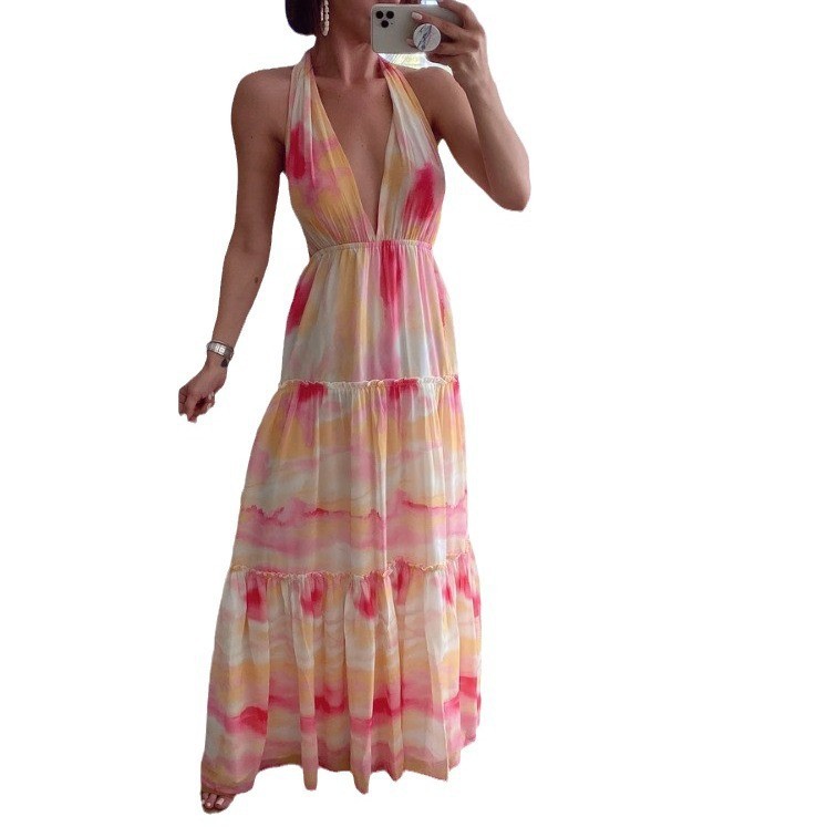 350g Weight Maxi Long Dress Dress Length Type Sleeveless Sleeve Length Swing Dress Dresses Type Polyester Fabric Type Mid Waist Waist Line Holiday, Daily Occasion V Neck Neckline Regular Fit Fit Type Floral Pattern Summer Season Women's Gender Printing Design Vacation Style Wholesale Women's Vacation Printing Floral Holiday Daily V Neck Sleeveless Swing Dress 11