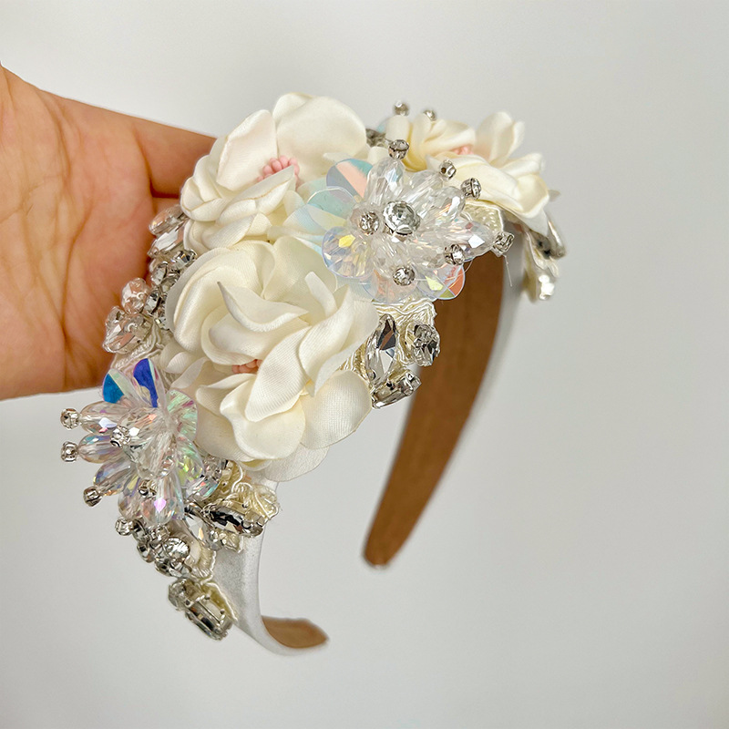 Retro Dame Blume Strass Haarband display picture 4