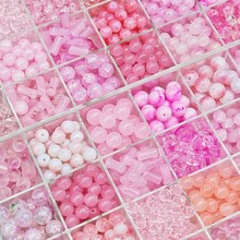 粉色系列琉璃爆花珠散珠仙女风手工diy串珠手链项链饰品配件材料