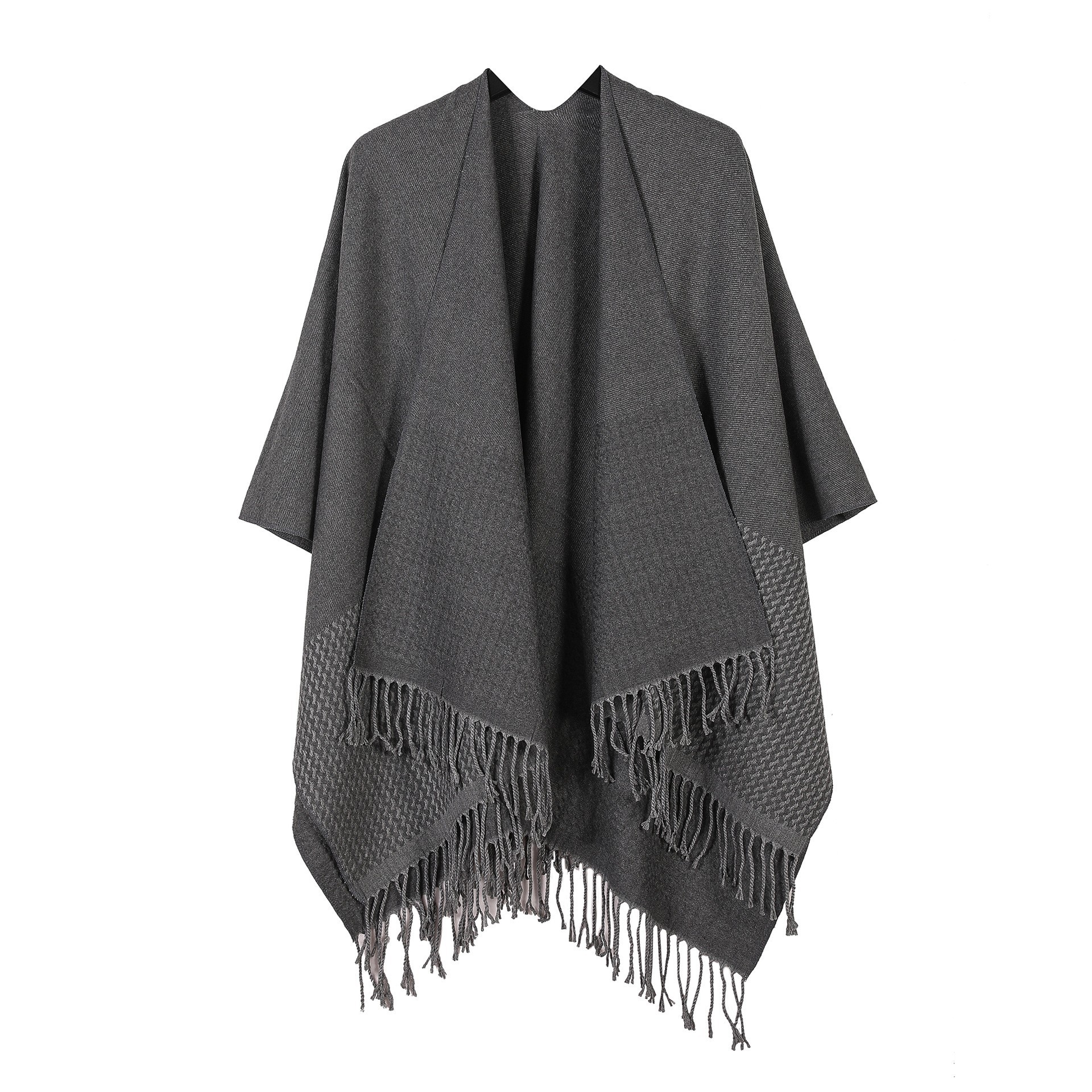Vielseitiger, Dicker Fransenschal Mit Wellen-jacquard Für Damen_voghion.com