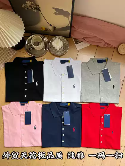 Original ExporT Can Scan The Qr Code Pony Embroider Five-buTTon Women's polo ShirT Lapel T-shirT Top for Women