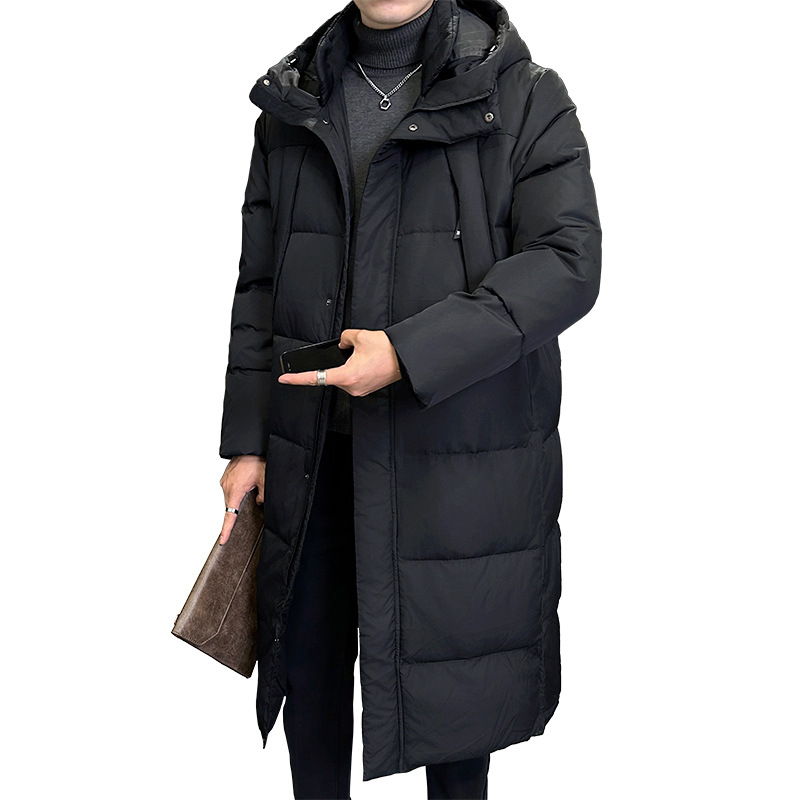 2025 invierno nueva chaqueta de plumón de pareja de moda coreana moda juvenil gruesa abrigo con capuchón caliente largo