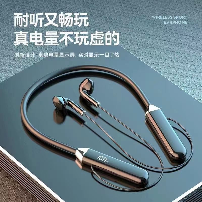 Cross-Border Popular Hanging Neck Bluetooth Headset Wireless Bluetooth High Power and Long Battery Life Bluetooth Headset Sports Hanging Neck