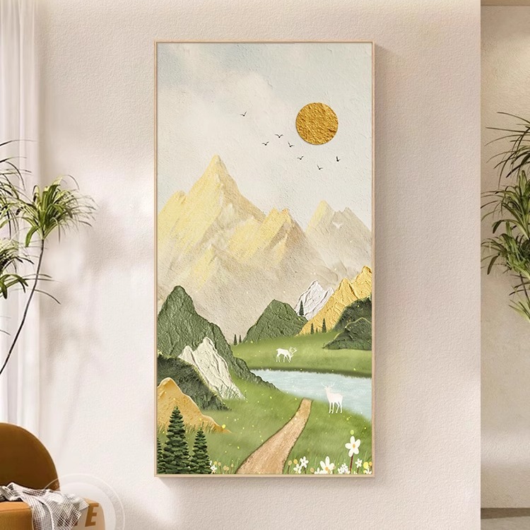 入门玄关挂画2025新款日照金山好寓意山水画轻奢高级感风景装饰画|undefined