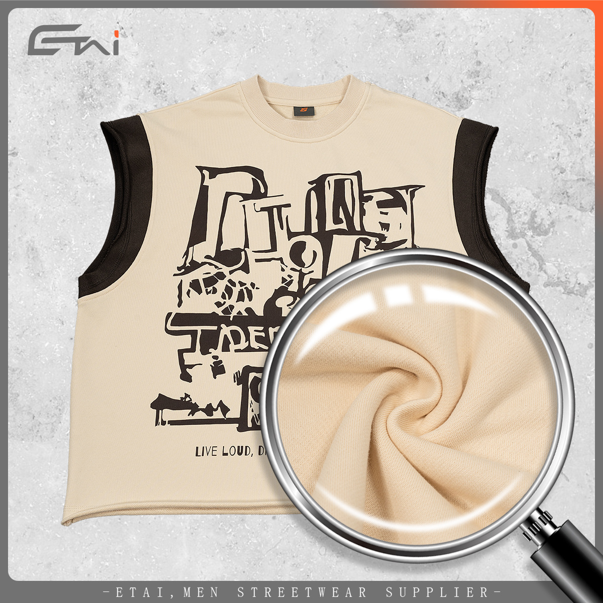 ETAI ropa de hombre de verano pesado chaleco de moda de hombre callejera hombro juvenil deportes casuales de alta calidad