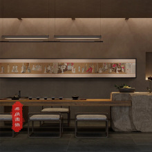 韩熙载夜宴图新中式客厅长横幅装饰画中国风酒店会所轻奢软装挂画