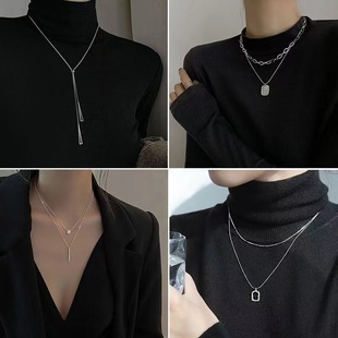 Light luxury niche necklace female 2023 new tide long design sense sweater chain autumn and winter high -level sensing temperament accessories
