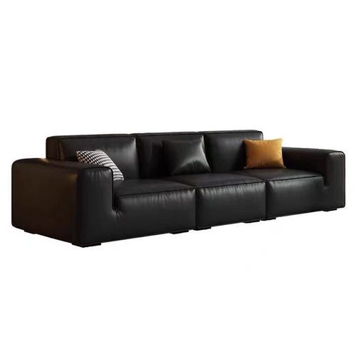 Xiatu Dahei Niu Tofu block first-layer cowhide full leather sofa Italian minimalist small apartment living room leather sofa