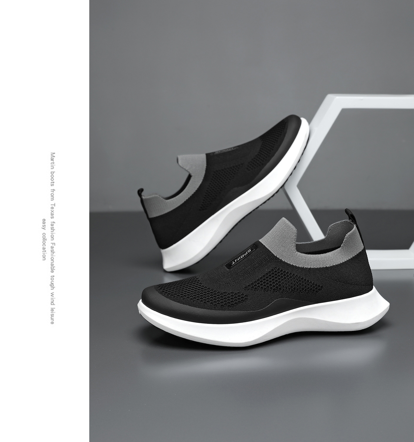 Men's Slip-On Walking Shoes Lightweight Breathable Knit Loafers Comfortable Casual Work Shoes For Men_vogvips.com