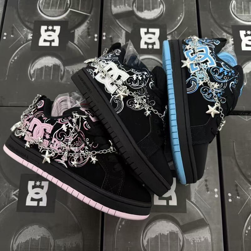 Cross-Border Foreign Trade Dc Shoes Men's and Women's Embroidered Sneakers European Dc Shoes Campus Skate Shoes Casual Sports Shoes