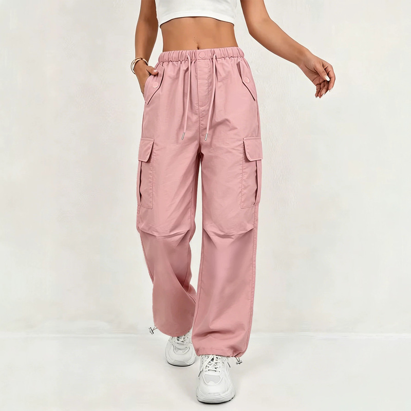 2025 New High-Waisted Cargo Pants for Women, Loose Wide-Leg Drawstring Casual Pants, European and American Style Multi-Pocket Long Pants 2025 New High-Waisted Cargo Pants for Women, Loose Wide-Leg Drawstring Casual Pants, European and American Style Multi-Pocket Long Pants