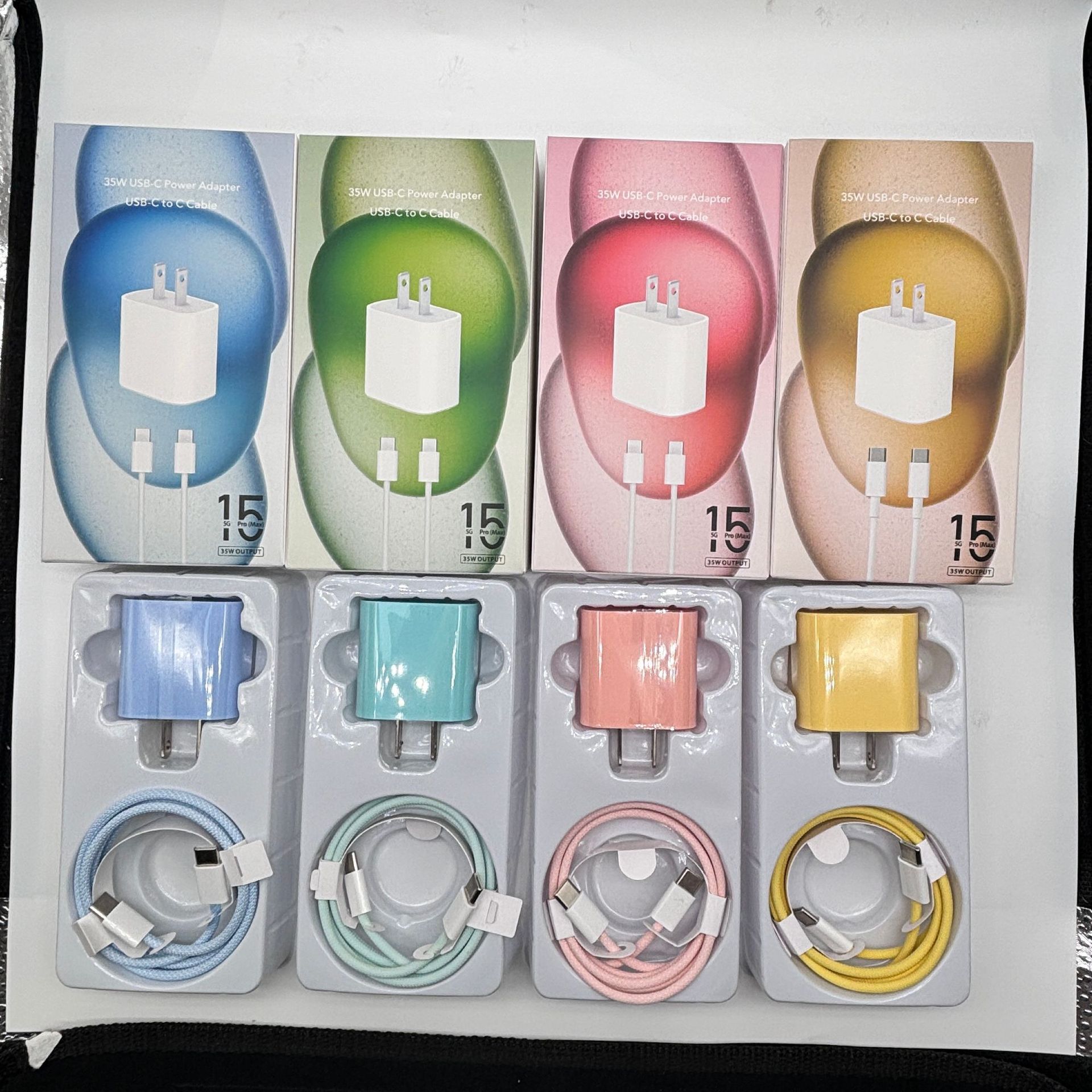 Macaron [PD35w fast charging head + double c braided thread] 15 US-regulated set