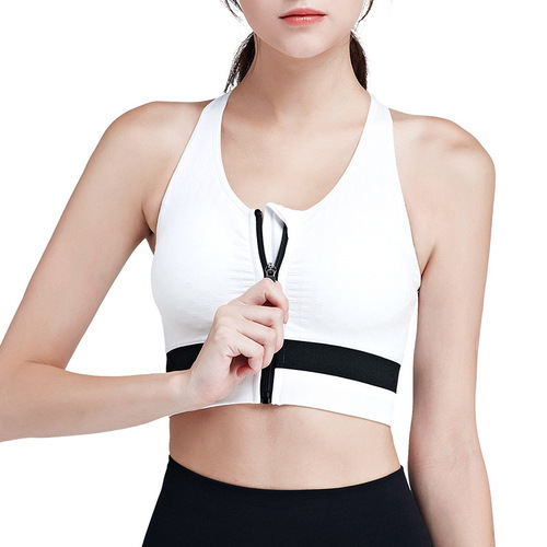 AMI MEDEA Zippered Sports Bra for Women, Supportive and Push-Up Running Bra, Beautiful Back Design, Fitness and Yoga Tank Top