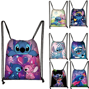 Cross-border Stiffy Drawstring Pocket Large Capacity Tutorie Bag Cartoon Backpack Outdoor Sports Drawstring Bag