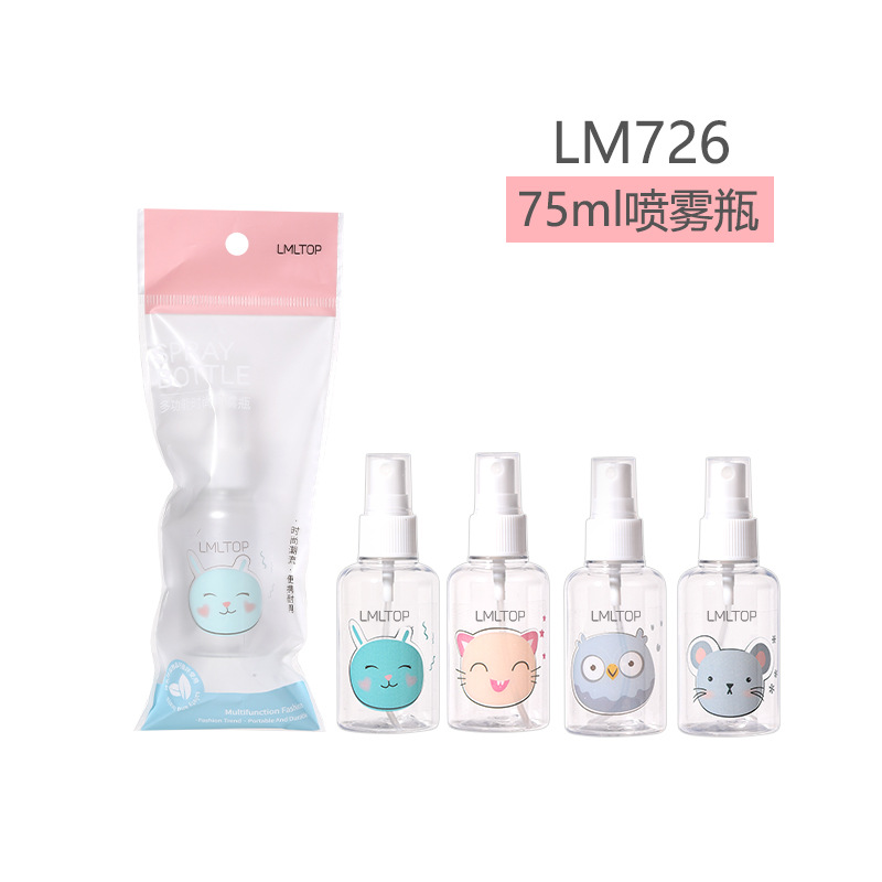 Botella pulverizadora de dibujos animados LMLTOP, botella a presión, paquete individual, botella pulverizadora de PET, botella vacía, botella de viaje para cosméticos, botella recargable, colección