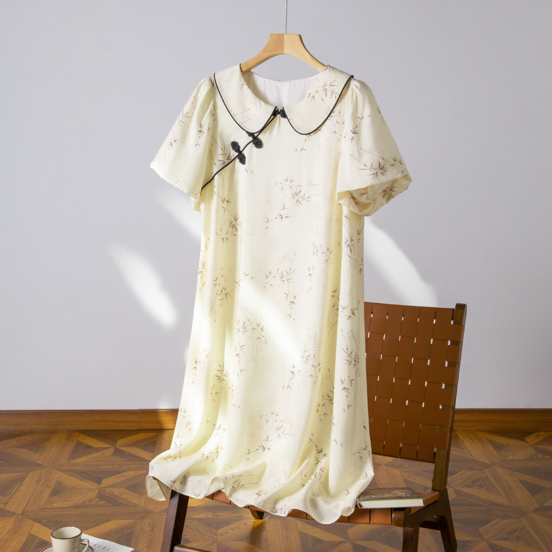 2024 Summer new chubby girl plus size dress new Chinese style improved retro cheongsam gentle doll collar sweet dress