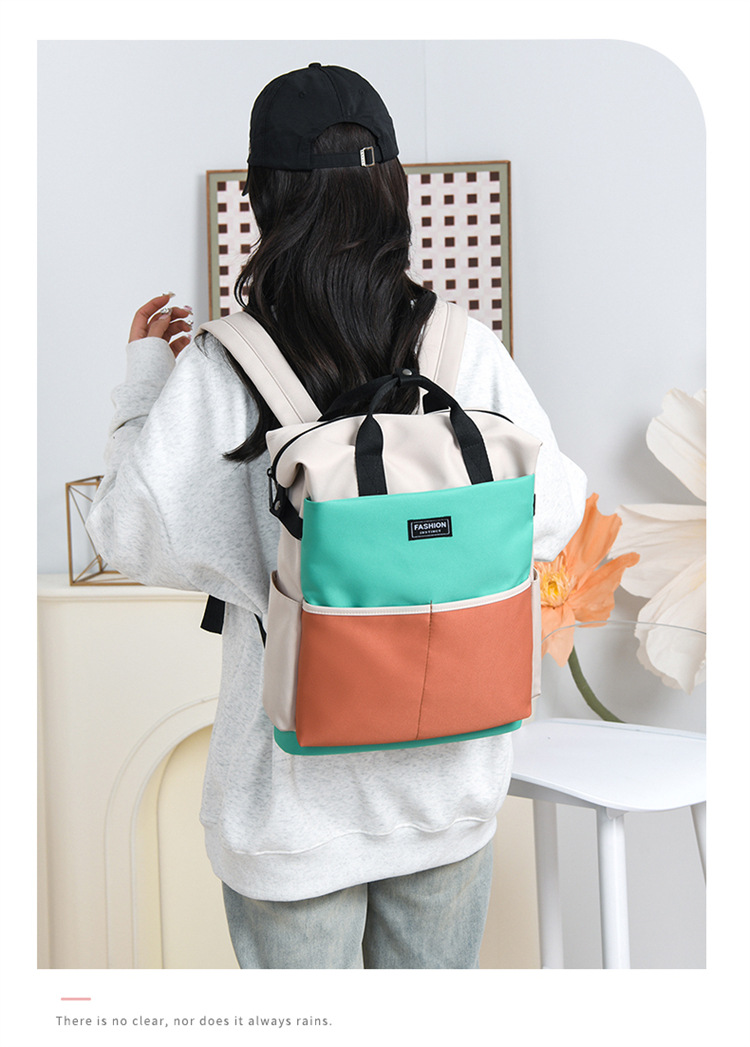 Fashionable color-blocking backpack for moms, 2025 new large-capacity backpack for taking kids out, maternity bag and baby bag undefined