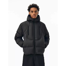 2025年双拉连帽立体短款棉服冬季男女同款新款宽松椰白色保暖外套