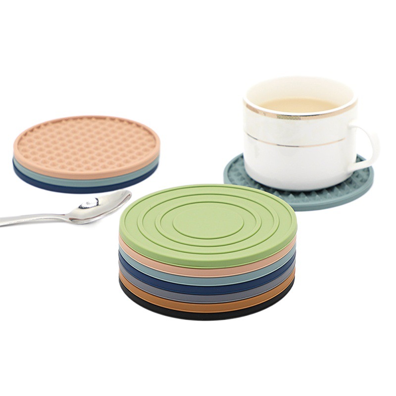 Pentagram posavasos resistente al calor posavasos alimentos grado silicona Morandi color 10cm ronda posavasos logotipo imprimible