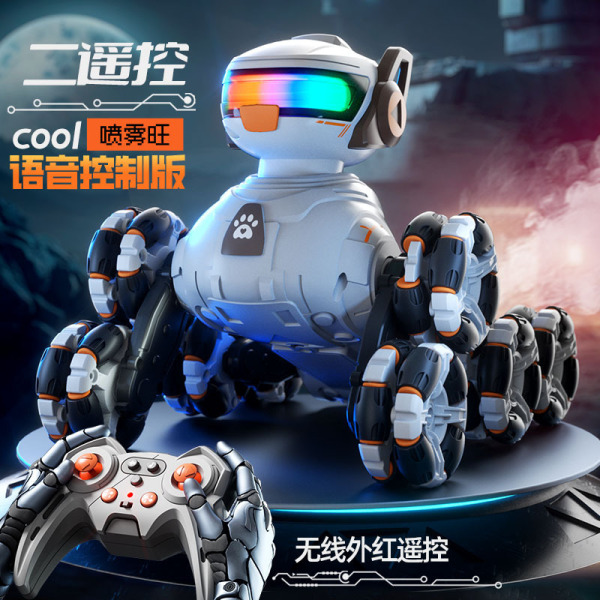 Children's Remote Control Mechanical Dog with Arm Movement, Climbing, Voice and Gesture Sensing, Spray, Drifting Car, Gift Toy, Photoelectric Spray