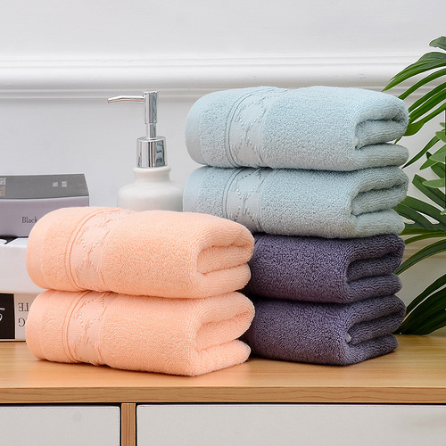 Plain mesh satin thickened cotton towel soft and absorbent adult household cotton face towel embroidered logo wholesale