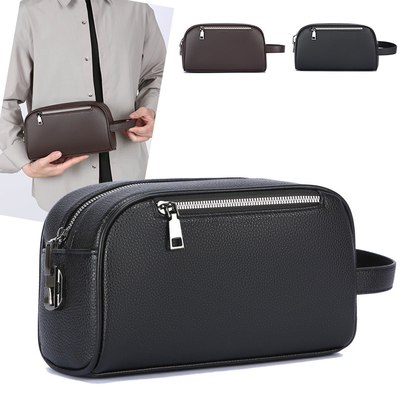 Cross-Border New Model Men's Clutch Bag with Password Lock, Large Capacity Business Casual Handbag, Soft Leather Multi-Pocket Storage Bag