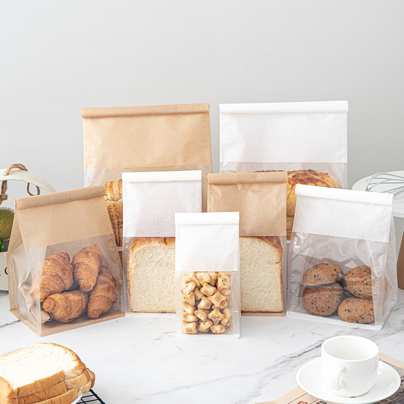 绵纸牛皮袋透明切片250-450g吐司袋雪花酥卷边铁丝自封面包包装袋