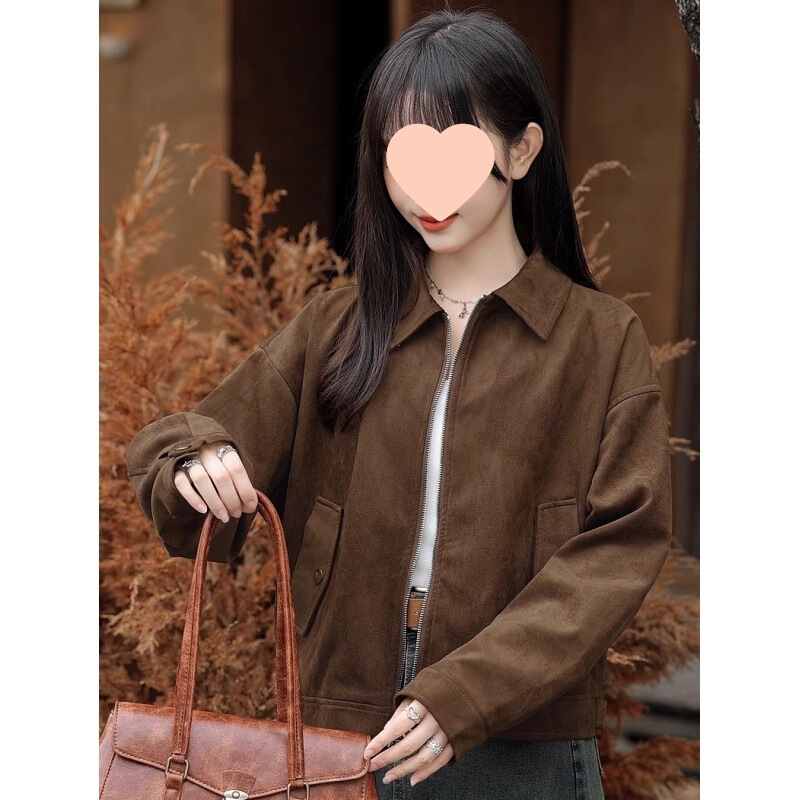 开春外套咖色美拉德小众外套新款美式复古小个子短款夹克上衣灰色|undefined