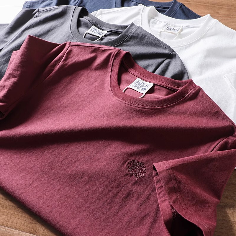 Trendy Brand Exquisite Indian Embroidery Washed and Brushed Men's Summer Versatile Round Neck Short-Sleeved T-Shirt Trendy Brand Exquisite Indian Embroidery Washed and Brushed Men's Summer Versatile Round Neck Short-Sleeved T-Shirt