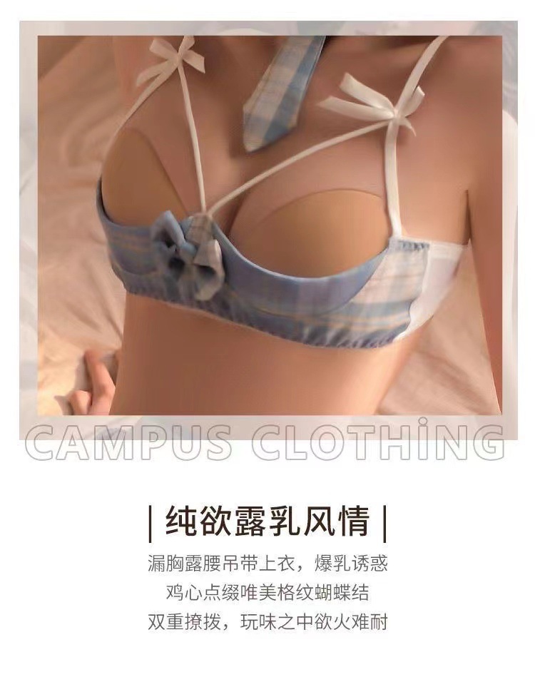 JK Student Uniform Cosplay Set with Pleated Silk-Feel Skirt, Bow Bra and Briefs — detail image 16