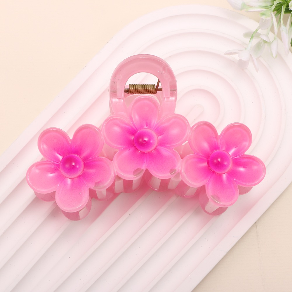 Nuevo color frangipani acrílico pinza para el cabello flor pinza de agarre de alta calidad elegante accesorio para el cabello de mujer pinza de tiburón de agarre lateral