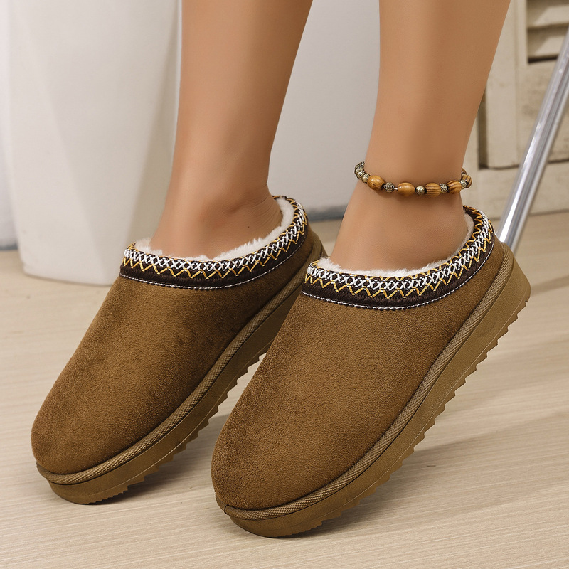 Women's Snow Boots with Thick Soles, Fur Shoes, Open-Back Half Slippers, 2025 Autumn and Winter New Style, Closed-Toe, Plush-Lined, Warm Cotton Slippers, Versatile Women's Snow Boots with Thick Soles, Fur Shoes, Open-Back Half Slippers, 2025 Autumn and Winter New Style, Closed-Toe, Plush-Lined, Warm Cotton Slippers, Versatile