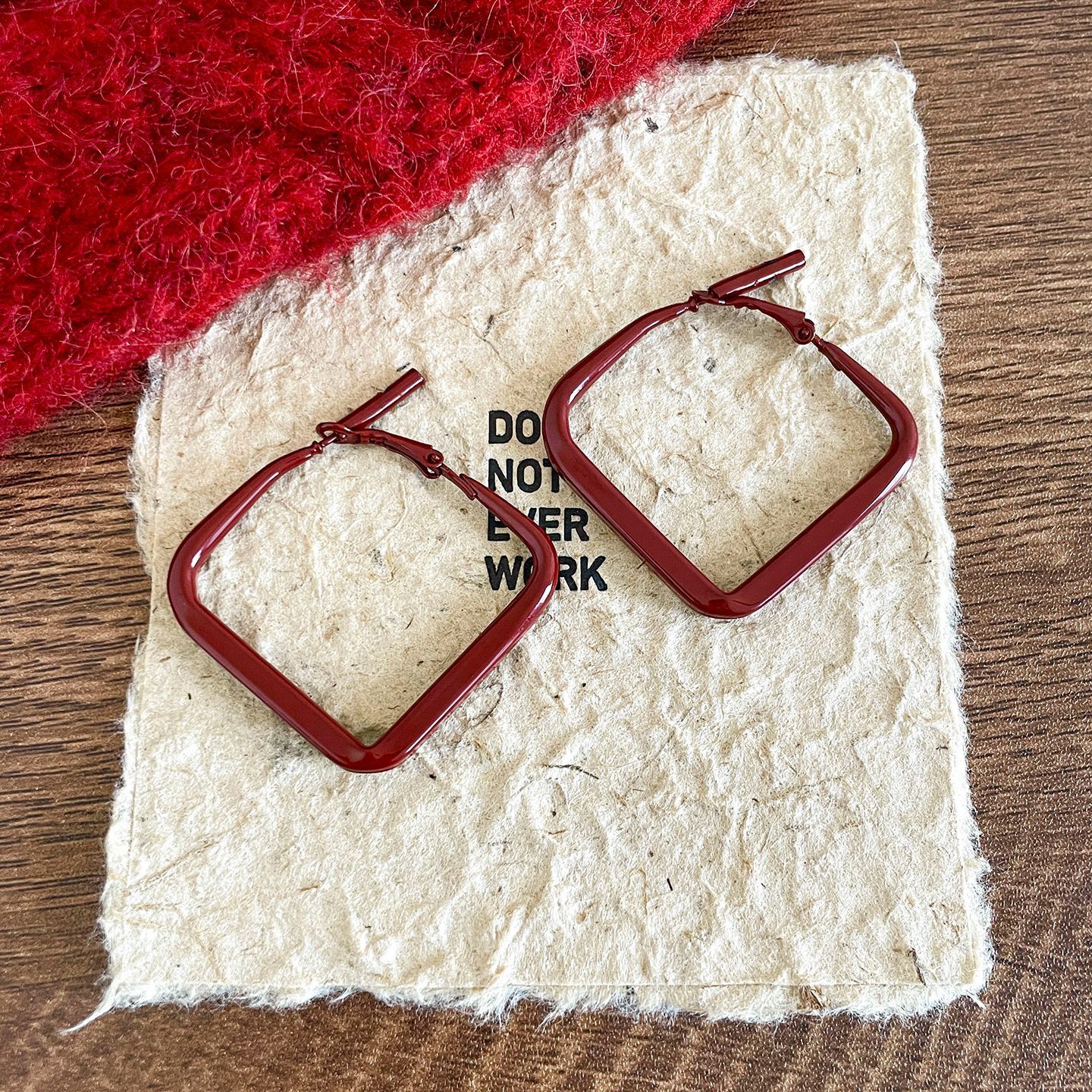 5#앵커 레드 스퀘어 이어링 4cm