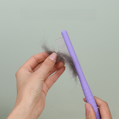 Pet grooming comb, cat-specific deshedding brush, anti-tangle dog comb with dense pins, detangling rake-style dog brush