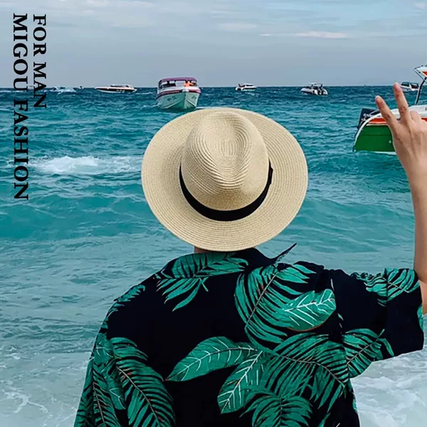 Panama Straw Hat for Men, Summer Vacation Seaside Hat, Travel Sun Protection Beach Hat, Sunshade Men's Hat, High-End Feel