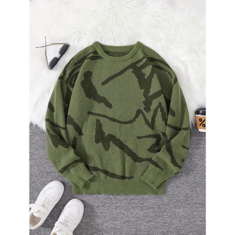 Q9346 Dropshipping Aliexpress Cross-Border New Men's Sweater Fashion Graffiti Pattern Long Sleeve