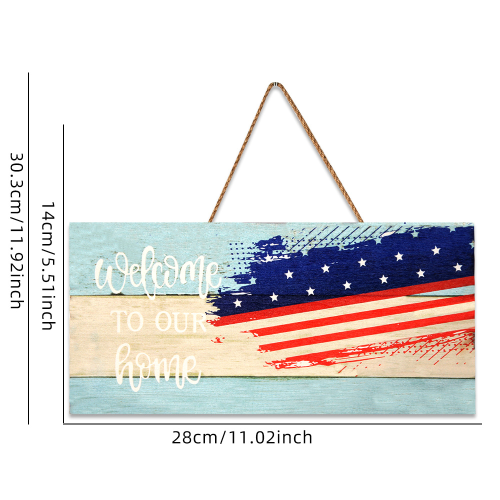 Letrero de madera del Día de la Independencia de Amazon, placa de madera con bandera estadounidense, decoración para fiestas americanas, letrero de bienvenida vintage para puerta, decoración colgante