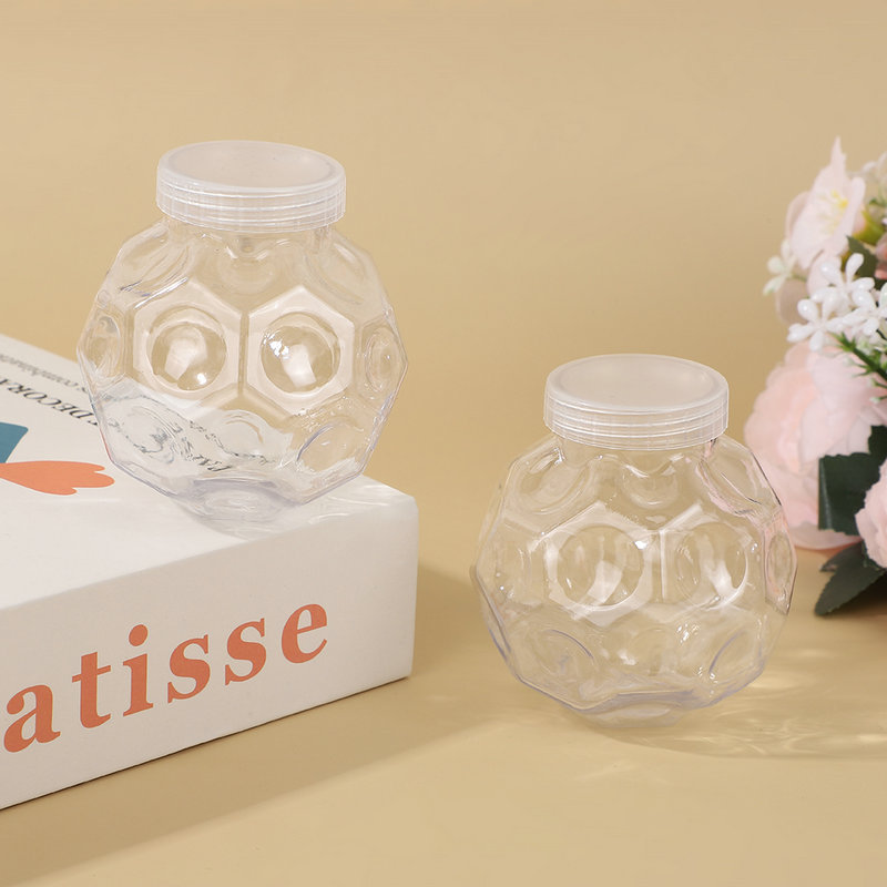 155ml透明收纳瓶儿童玩具坚果零食收纳罐37口径足球造型塑料瓶