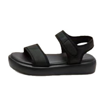 2026 verano nuevas sandalias de playa de fondo plano deportivo casual velcro con falda zapatillas negras para mujeres