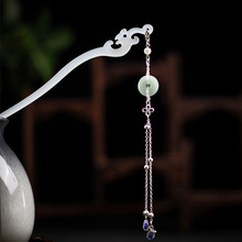 古风流苏超仙旗袍丸子头饰平安扣发簪简约现代醋酸少女簪子高级感