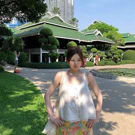 海边沙滩三亚夏季ootda字短裙绝美海岛夏天裙子穿搭女碎花半身裙