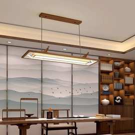 新中式茶室吊灯古典茶桌灯简约长方形办公室灯LED餐厅门市前台灯