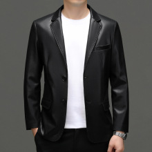 2025青中年皮衣西服男真皮绵羊皮海宁新款皮夹克休闲单皮西服外套