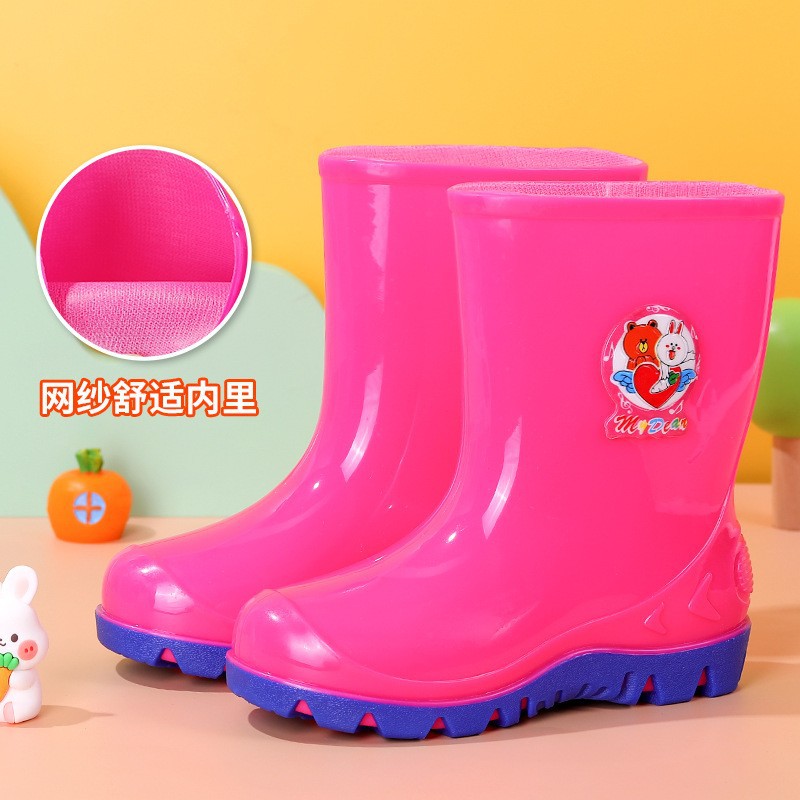 Wholesale Thick Low Water Shoes for Boys and Girls, Big Children's Rain Boots, Baby Plus Velvet Cartoon Children's Water Boots, Non-Slip Primary School Students