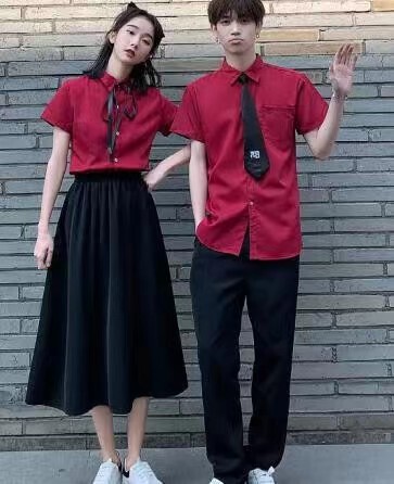 学院風制服運動会学生大合唱団クラス服中学高校セットの赤い韓国版公演服|undefined