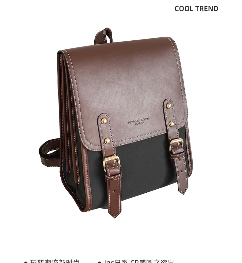Ba lô nữ canvas phong cách retro Anh quốc, kiểu dáng đa năng cho sinh viên — Màu đen chi tiết 3